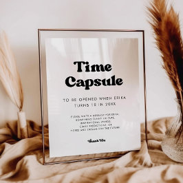 Póster Elegante cápsula de tiempo retro Primer signo de c