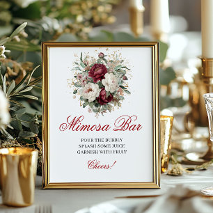 Póster Elegante cartel de barra de Mimosa de color rosa y