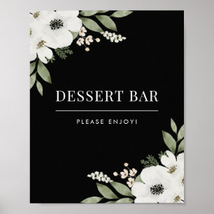 Póster Elegante cartel de barra de postres botánicos flor