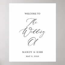 Elegante cartel de bienvenida de boda 16x20 | Pers