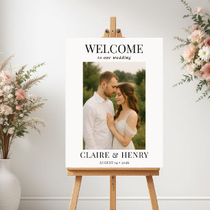 Póster Elegante cartel de bienvenida de boda con foto mod