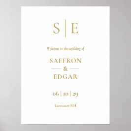 Póster Elegante cartel de bienvenida de boda con monogram