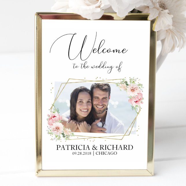 Póster Elegante cartel de bienvenida de Boda de fotos flo (Subido por el creador)
