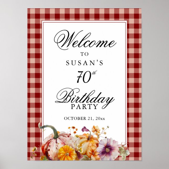 Póster Elegante cartel de bienvenida de cumpleaños con ca (Frente)