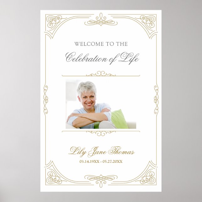 Póster Elegante cartel de bienvenida funerario con espira (Frente)