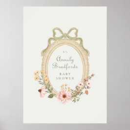 Póster Elegante cartel de bienvenida para baby shower con