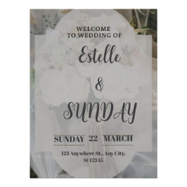 Póster Elegante cartel de bienvenida para boda minimalist
