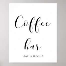 Póster Elegante cartel de boda de barra de café en blanco