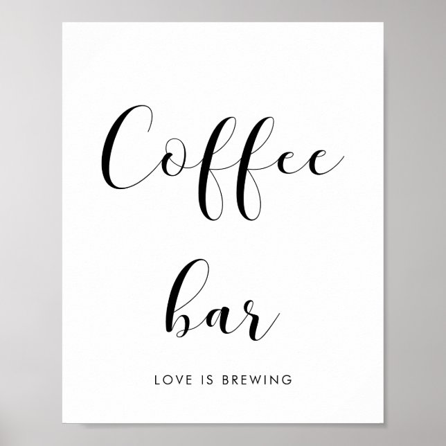 Póster Elegante cartel de boda de barra de café en blanco (Frente)
