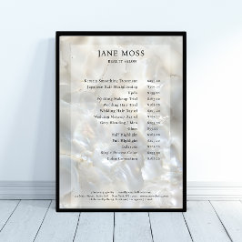 Póster Elegante cartel de lista de precios de salón de má