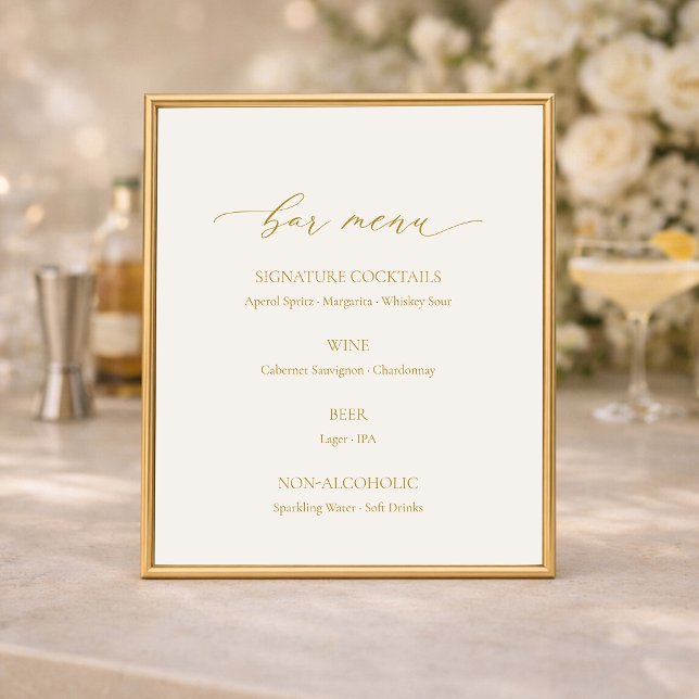 Póster Elegante cartel de menú de bar de boda de marfil (Subido por el creador)