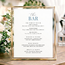 Póster Elegante cartel de menú de bar para boda Chic mini
