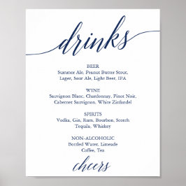 Póster Elegante cartel de menú de bebidas de boda con cal