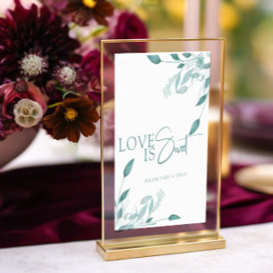 Póster Elegante cartel floral de boda en azul polvoriento