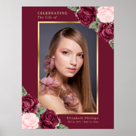 Póster Elegante cartel floral de celebración de la vida c