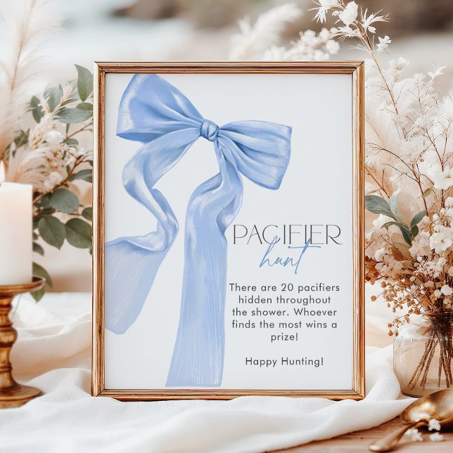 Póster Elegante caza del pacificador Baby Shower Bow azul (Subido por el creador)