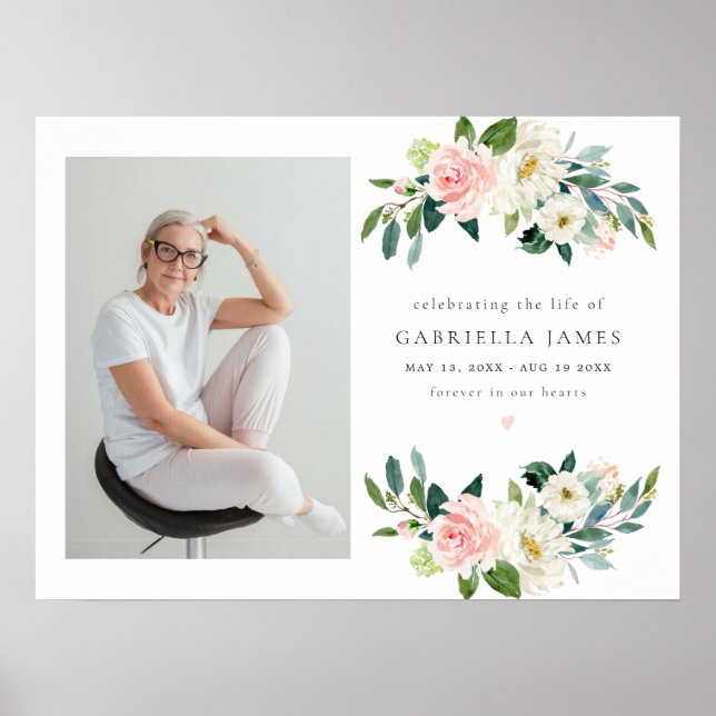 Póster Elegante celebración floral de Rubor del funeral d (Frente)