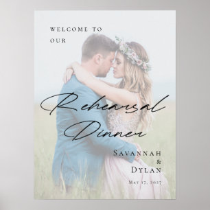 Póster Elegante cena de ensayo de bienvenida con foto