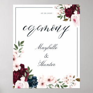 Póster Elegante Ceremonia acuarela de la Marina Borgoña F