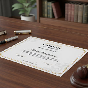 Póster Elegante Certificado de Agradecimiento Clásico Dor
