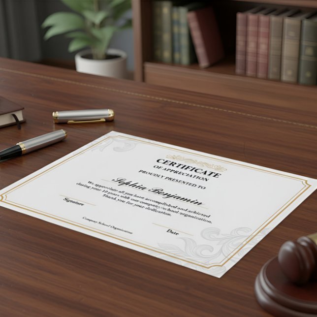 Póster Elegante Certificado de Agradecimiento Clásico Dor (Subido por el creador)