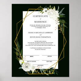 Póster Elegante certificado de Keepsake floral