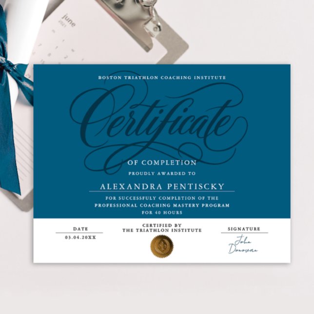 Póster Elegante Certificado de Reconocimiento Premio Azul (Subido por el creador)