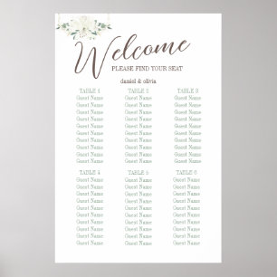 Póster Elegante Charm Green Wildflower Wedds