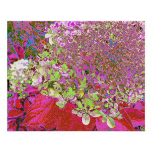 Póster Elegante Chartreuse Verde, Rosa y Azul Hydrangea