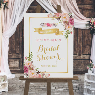 Póster Elegante Chic Floral Dorado Marco Desayuno de Novi