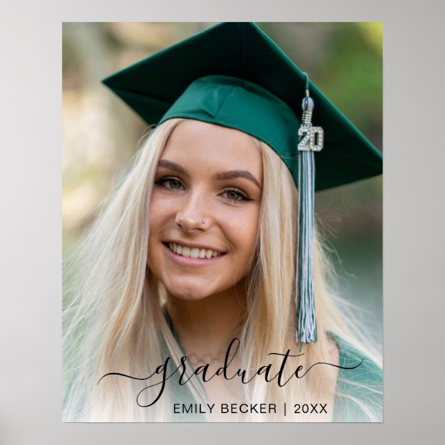Póster Elegante Chica de guión Graduado de foto (Frente)