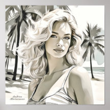 Elegante chica en blanco y negro