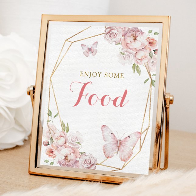 Póster Elegante Chica floral rosa dorado Quinceañera (Subido por el creador)