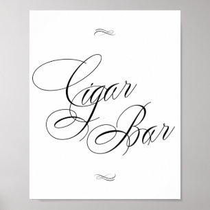 Póster Elegante Cigar Bar Black Calligraphy   Tabla de Mo