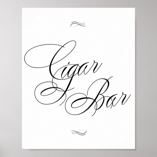 Póster Elegante Cigar Bar Black Calligraphy | Tabla de Mo (Frente)