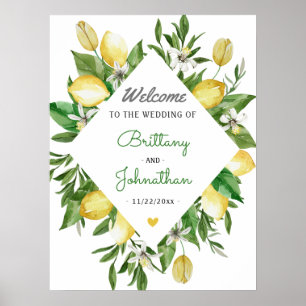 Póster Elegante cítrico limón italiano signo de bienvenid