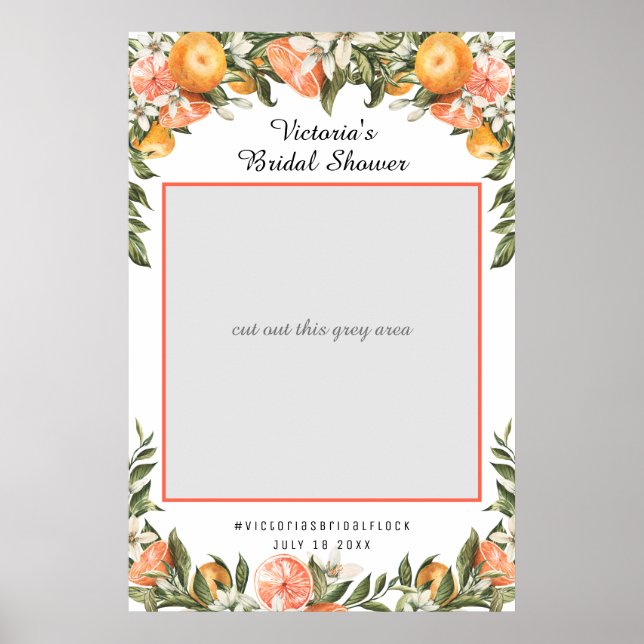 Póster Elegante Citrus Botanical Bridal Shower Foto Prop (Frente)