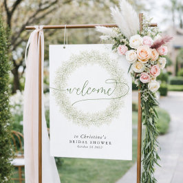 Póster Elegante Clásica Bienvenida a la Boda de Flor Blan