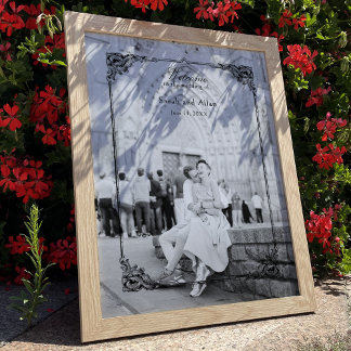Póster Elegante Clásica bienvenida floral Rococo Francesa