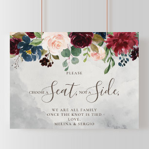 Póster Elegante Clásico Elija un Asiento No un Lado Boda