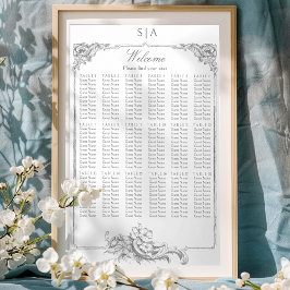 Póster Elegante clásico floral rococó francés