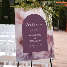 Póster Elegante clásico Regal Purple Peonies Arch Boda