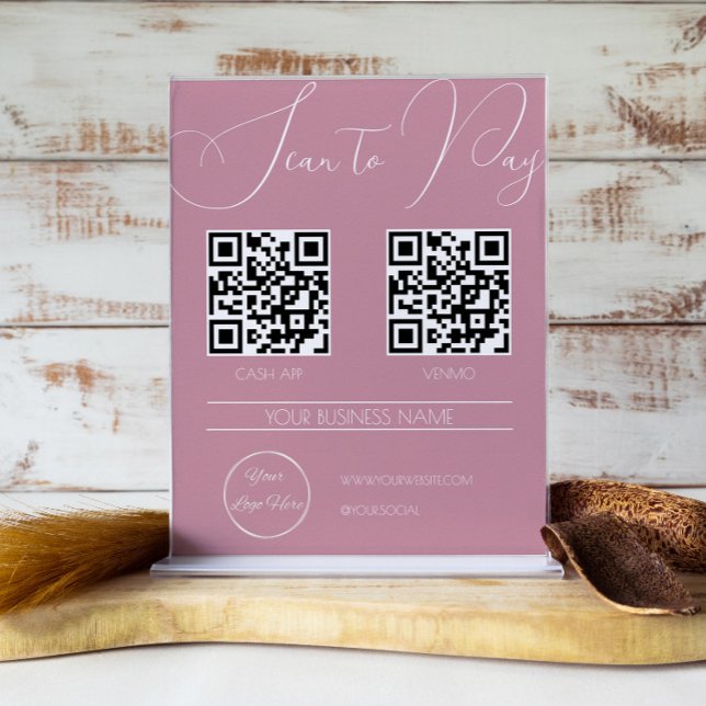 Póster Elegante código QR 2 rosa femenino para escanear y (Subido por el creador)