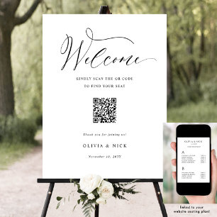 Póster Elegante código QR Boda de bienvenida del plan de 