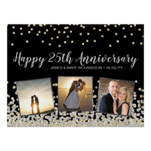 Póster Elegante Colage de Fotos Bodas de Plata 25 Anivers