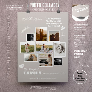 Póster Elegante Collage de Fotos A3 para Amigos y Familia