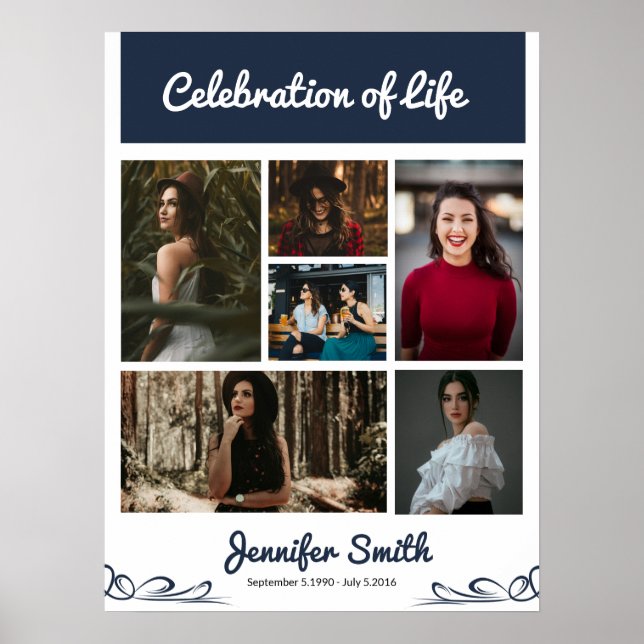 Póster Elegante Collage de señas de bienvenida funerales (Frente)