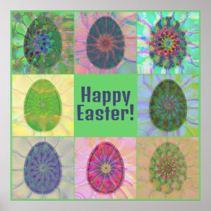 Póster Elegante Collage Decorativo Abstracto de Huevos Co