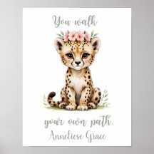 Elegante color de agua Cheetah Chica Personalizado