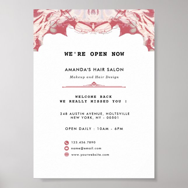 Póster Elegante color de agua rojo y negro (Frente)